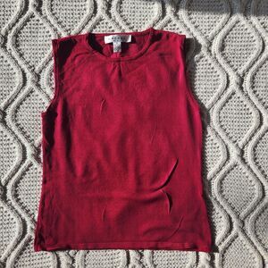 New Rafael cherry red/pink knit shell top/ sleeveless sweater vest Size M